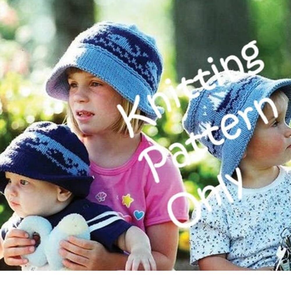 New Fiber Trends CH-5 Whales & Sails Child Boat Hat Cap Knitting Pattern